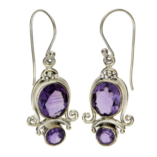 Purple Amethyst Earrings Sterling Silver Jewelry - Purple Leopard Boutique
