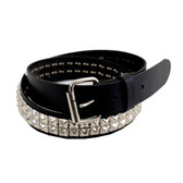 Pyramid studded black leather belt.