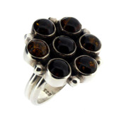 Dark brown Amber silver ring.