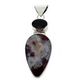 Handmade sterling silver Jasper and Garnet pendant.