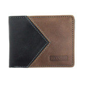 Black and Brown Men's Bi-Fold Genuine Leather Wallet Billfold