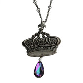 Vintage crown necklace with crystal. 