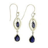 Sterling Silver Purple Iolite Dangle Earrings Jewelry