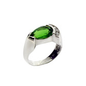 Green Helenite and CZ Sterling Silver Ring