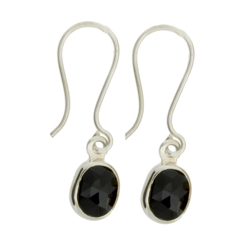 Handmade Silver Plated Dangle Earrings – Black Onyx Beads, Hook Closure, UK