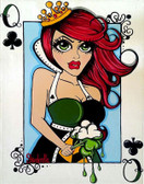 Queen of Clovers by Skinderella Canvas Giclee Art Print Rockabilly Pin Up Girl Club Beauty
