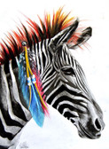 Zebra by Manuela Lai Canvas Giclee Art Print Indian Feathers