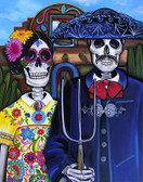 Mex Am Gothic by Melody Smith Canvas Giclee Art Print Day of the Dead Sugar Skull