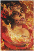 Burning Desire by Daniel Esparza Fine Art Print Day of the Dead Sugar Skull Beauty Fire and Flames