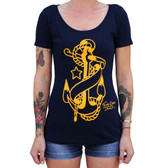 Anchor by Tennessee Dave James Women's Tattoo Art Tee Shirt Nautical