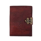 Brown Heart Embossed Leather Journal Book Diary Notebook