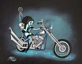 Chopper Queen by Shawn Dickinson Canvas Giclee Tattoo Art Print Biker Babe