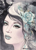 Winter by Cambria Canvas Giclee Tattoo Art Print Beautiful Woman