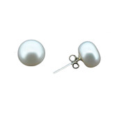 White pearl stud earrings. 