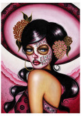 Pink Sombrero by Cat Ashworth Tattoo Art Print Sugar Skull Mask