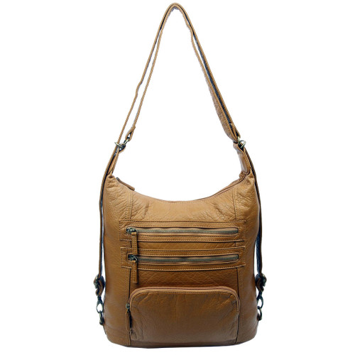 The Lisa Convertible Backpack Crossbody Purse Light Brown - Purple ...