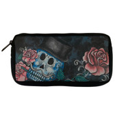 Skull and Roses Neoprene Pencil Case Cosmetic Bag Pouch