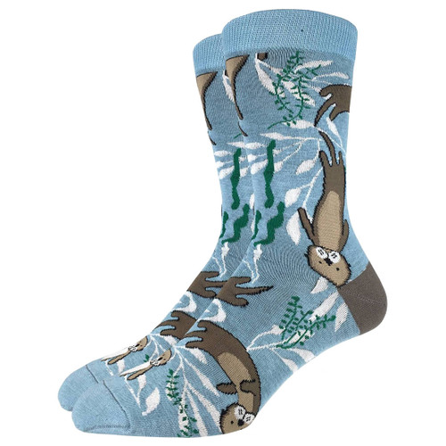 Men's Crew Socks Sea Otters Marine Mammals - Purple Leopard Boutique