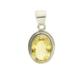 Faceted Oval Citrine Sterling Silver Pendant