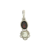 Faceted Oval Red Garnet and Round Pearl Pendant Sterling Silver Jewelry