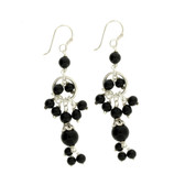 Long Black Onyx Sterling Silver Dangle Earrings