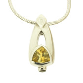 Faceted Trilliant Cut Citrine Sterling Silver Pendant