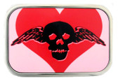 Heart and skull belt buckle.