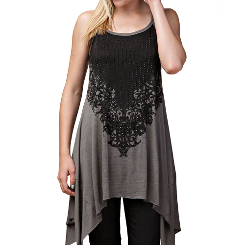 VOCAL APPAREL GREY TUNIC TOP | PURPLE LEOPARD BOUTIQUE