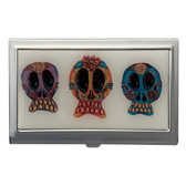 Trio of Sugar Skulls ID Holder Business Card Case