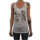 Ladies Bow Wow Meow Racer Back Tank Top