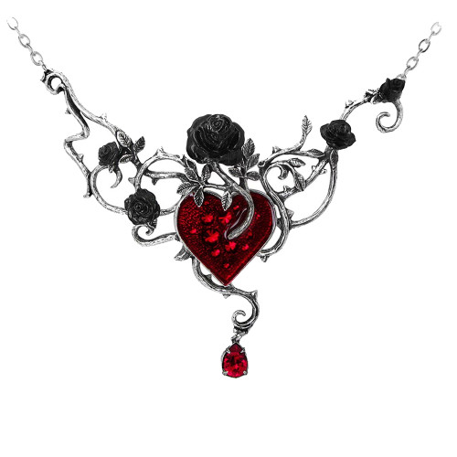 ROMWE Goth Devil Angel Wings Heart Shaped Pendant Necklace With Rhinestones  And Chain | SHEIN USA