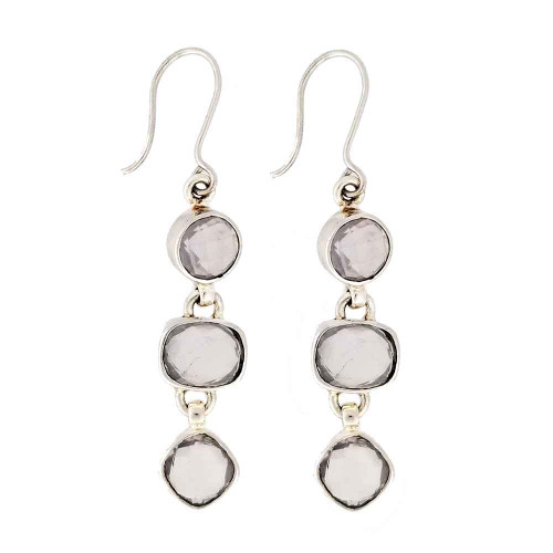 ROSE QUARTZ SILVER DANGLE EARRINGS | PURPLE LEOPARD BOUTIQUE