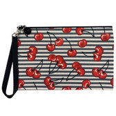 Rockabilly Cherries Linen Cosmetic Makeup Bag