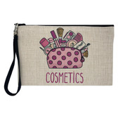 Girly and Pink Linen Cosmetic Makeup Bag