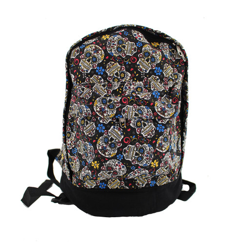 SUGAR SKULL COTTON CANVAS BACKPACK | PURPLE LEOPARD BOUTIQUE