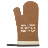 My Dog and Football Upcycled Canvas Oven Mitt