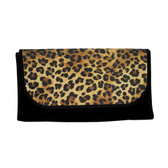 Leopard print with glitter roll up travel bag. 