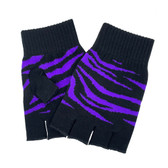 Purple Zebra Animal Print Fingerless Gloves