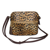 Brown leopard animal print crossbody purse. 