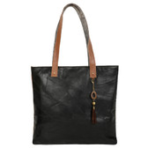 Genuine Leather Black Tote Bag Purse