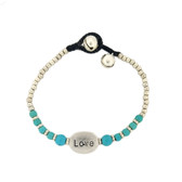 Silver alloy Love bead and blue turquoise Howlite bracelet. 