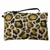 Watercolor Leopard Spots Zippered Linen Pouch