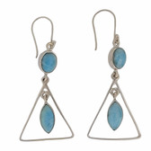 Sterling silver Larimar dangle earrings. 