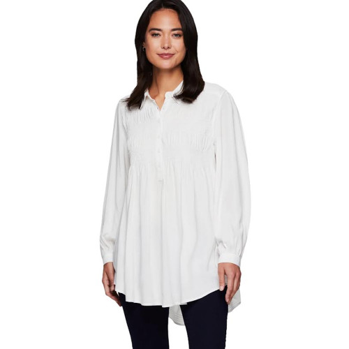 WHITE BUTTON DOWN TUNIC BLOUSE | PURPLE LEOPARD BOUTIQUE