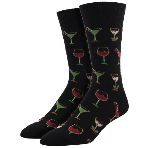 CHRISTMAS COCKTAILS MEN'S SOCKS | PURPLE LEOPARD BOUTIQUE