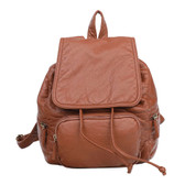 Brown Vegan Leather Backpack Purse