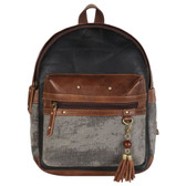 Vaan Upcycled Leather and Denim Mini Backpack Purse