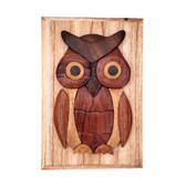 Owl dogwood intarsia wooden box. 