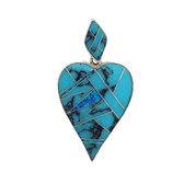 Inlaid Turquoise and Opal silver pendant. 