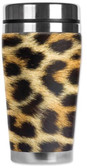 Faux Leopard Fur Neoprene Cover Travel Mug